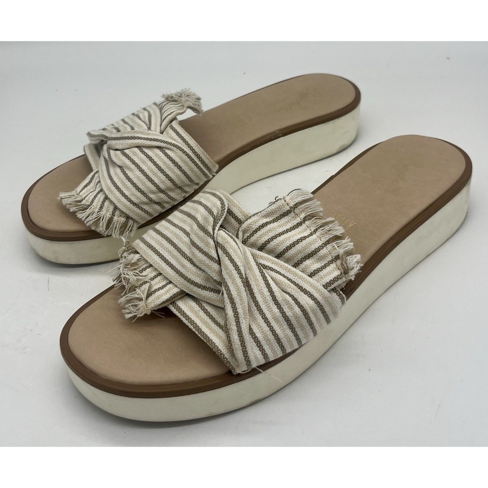 Anthropologie Seychelles Slide Sandals Neutral Platform Size 7.5 Made In Italy